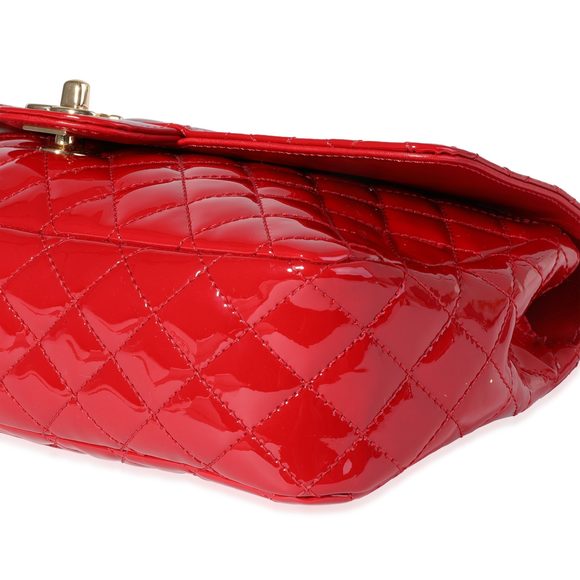 Chanel Red Quilted Patent Leather Valentine's Day Medium Single Flap Bag - Picture 7 of 8